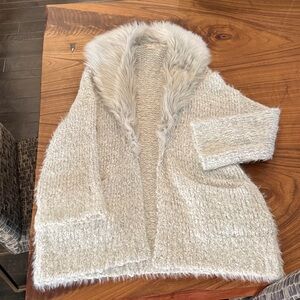 Free People Cozy Women's cardigan with Faux Fur Trim